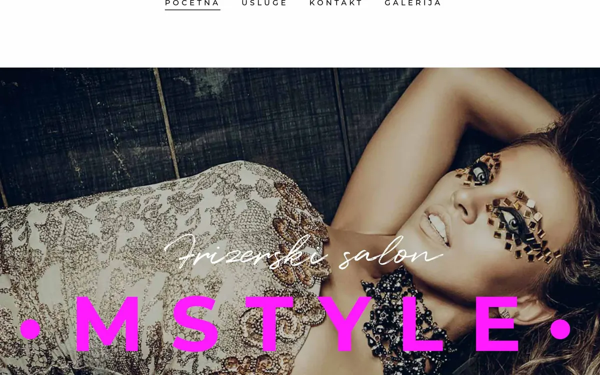 Naslovnica web stranice frizerskog salona MStyle